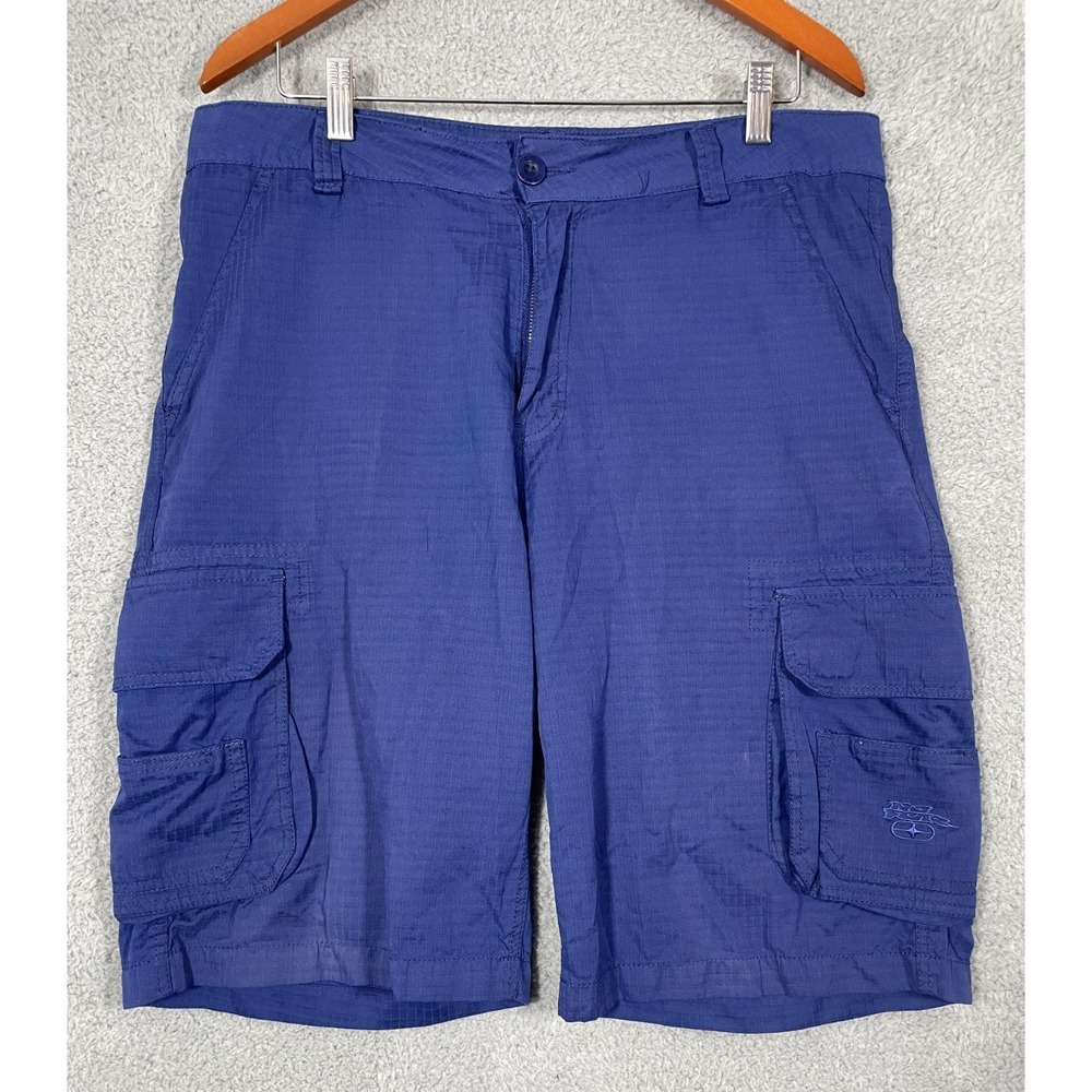 Vtg No Fear Cargo Shorts Mens 36 Blue Cotton Mid Rise Hiking Skater Surfer Y2K